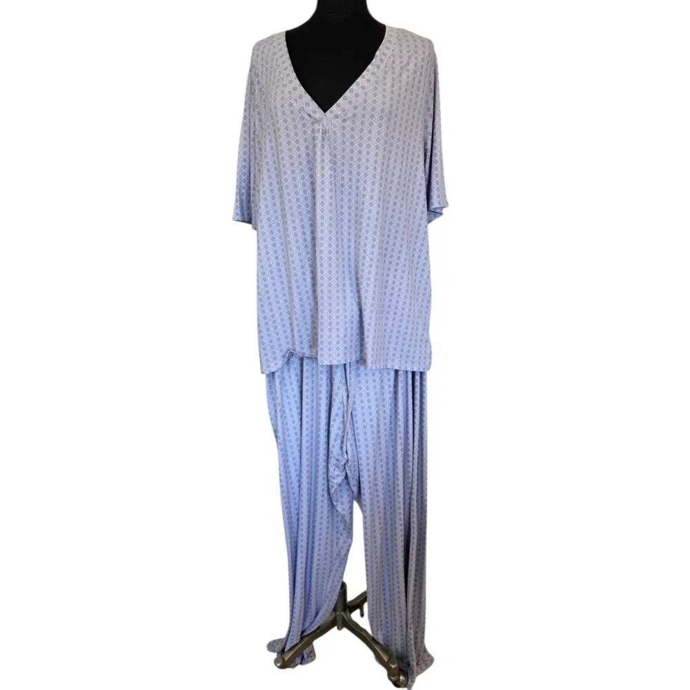 Pajamagram Women's 3X‎ Lavender Pajama Set Pants Shirt Stretch EUC